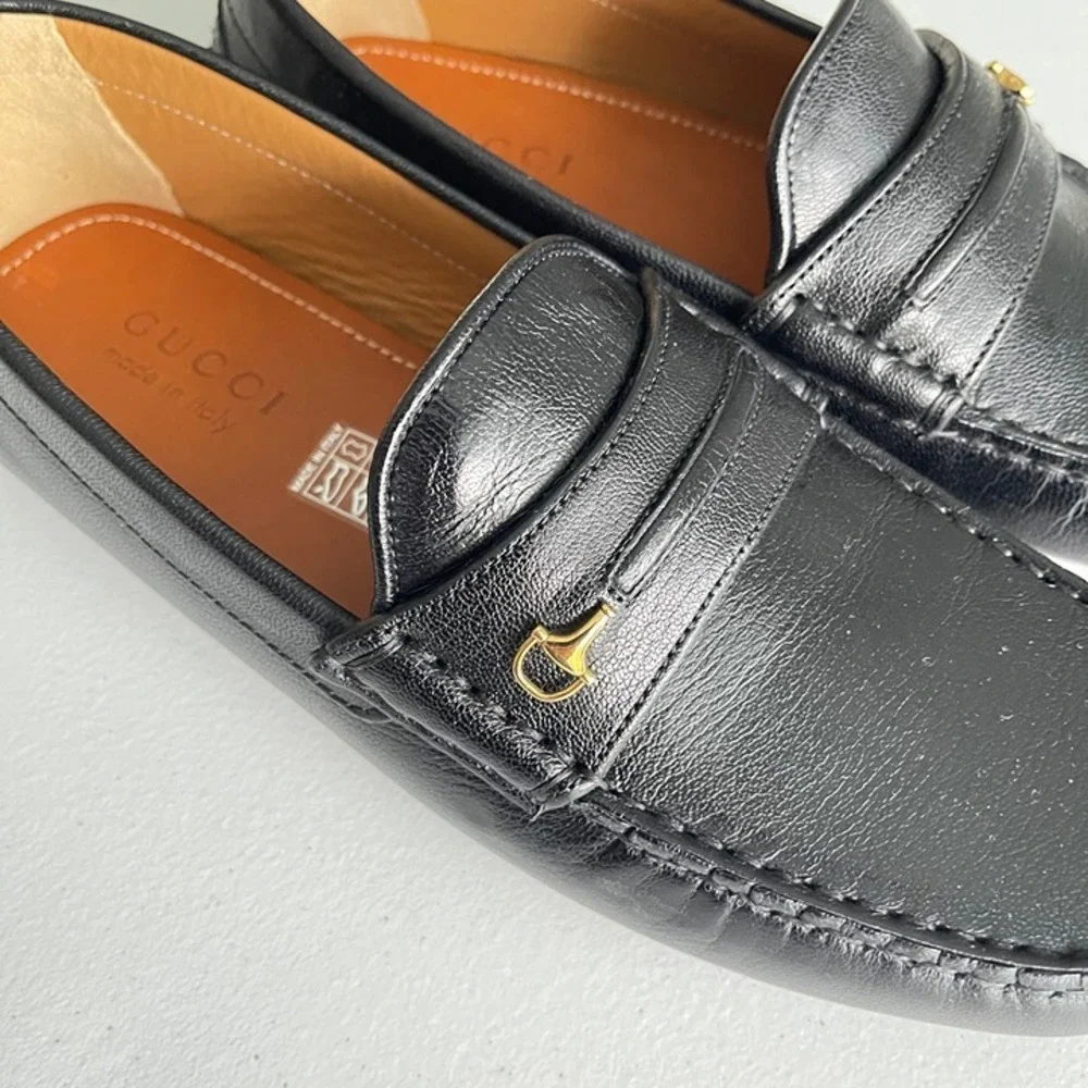 Gucci Mens‎ Black Leather Quentin Moccasin, 752621, Gucci Size UK 7